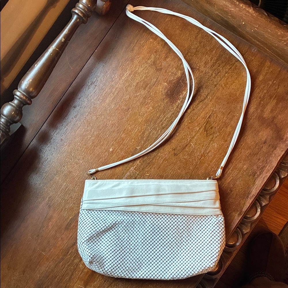Whiting & Davis White Mesh Crossbody Bag